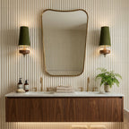 Hour Rho Wall Lamp Fabric Shade Modern Bedroom Living Room — Walnut White Green Red 1 to 2 Heads
