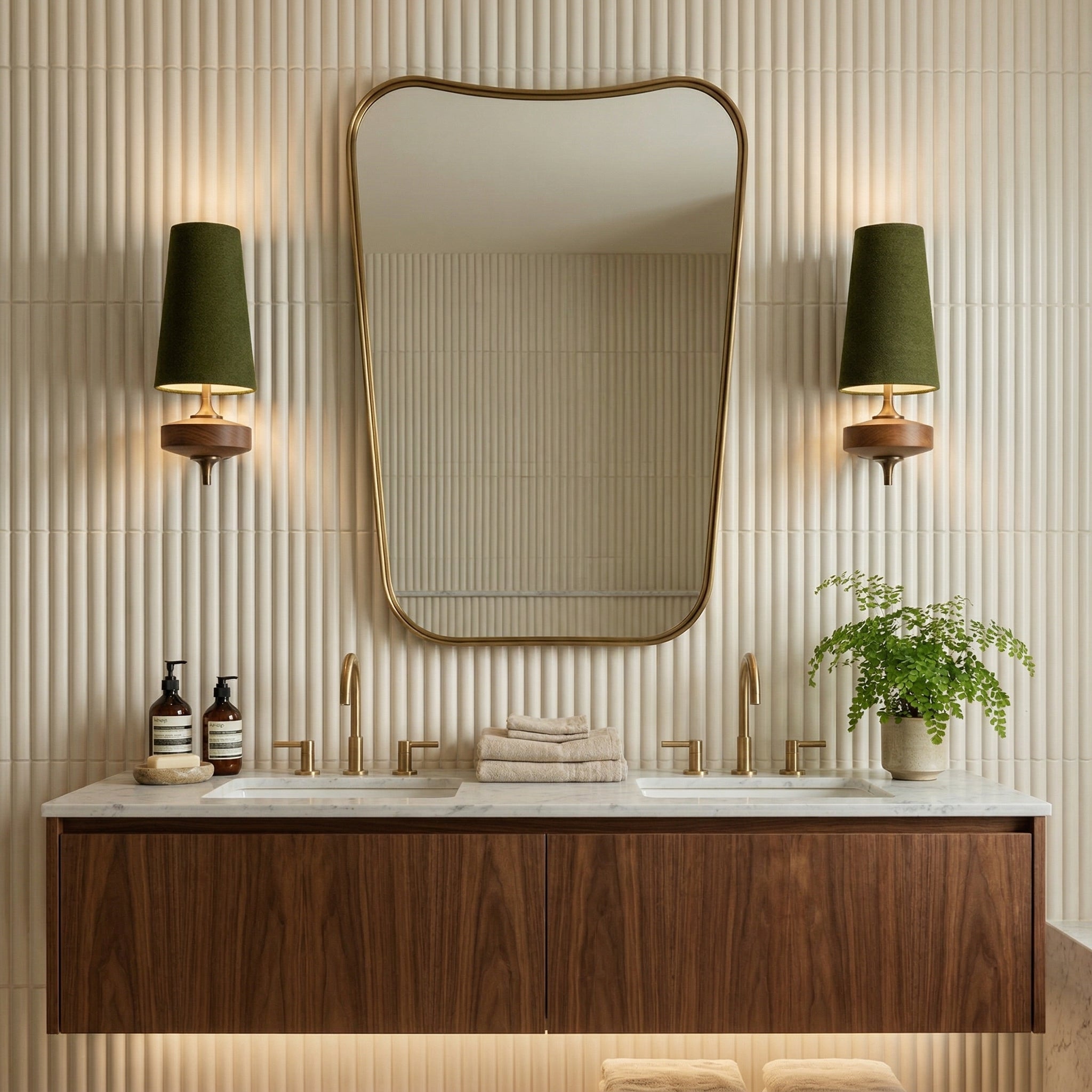Hour Rho Wall Lamp Fabric Shade Modern Bedroom Living Room — Walnut White Green Red 1 to 2 Heads