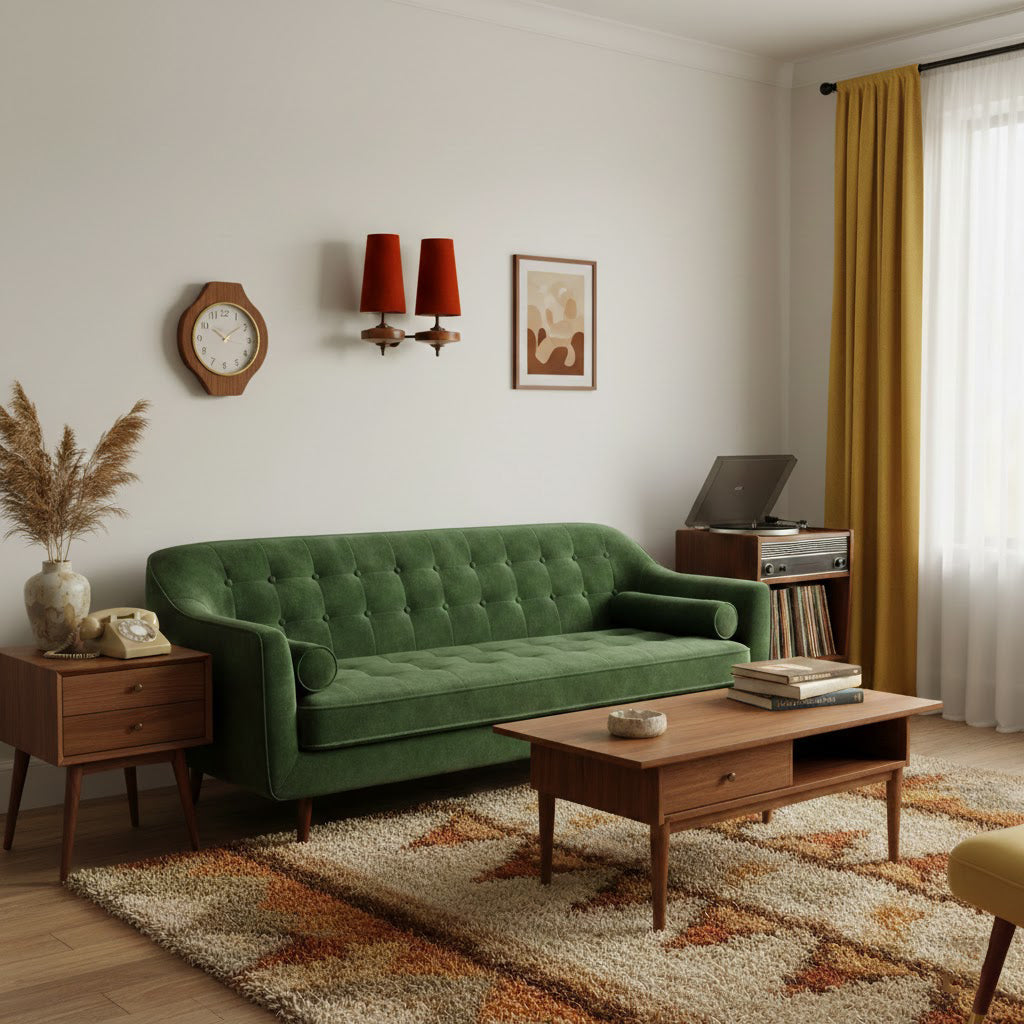Hour Rho Wall Lamp Fabric Shade Modern Bedroom Living Room — Walnut White Green Red 1 to 2 Heads