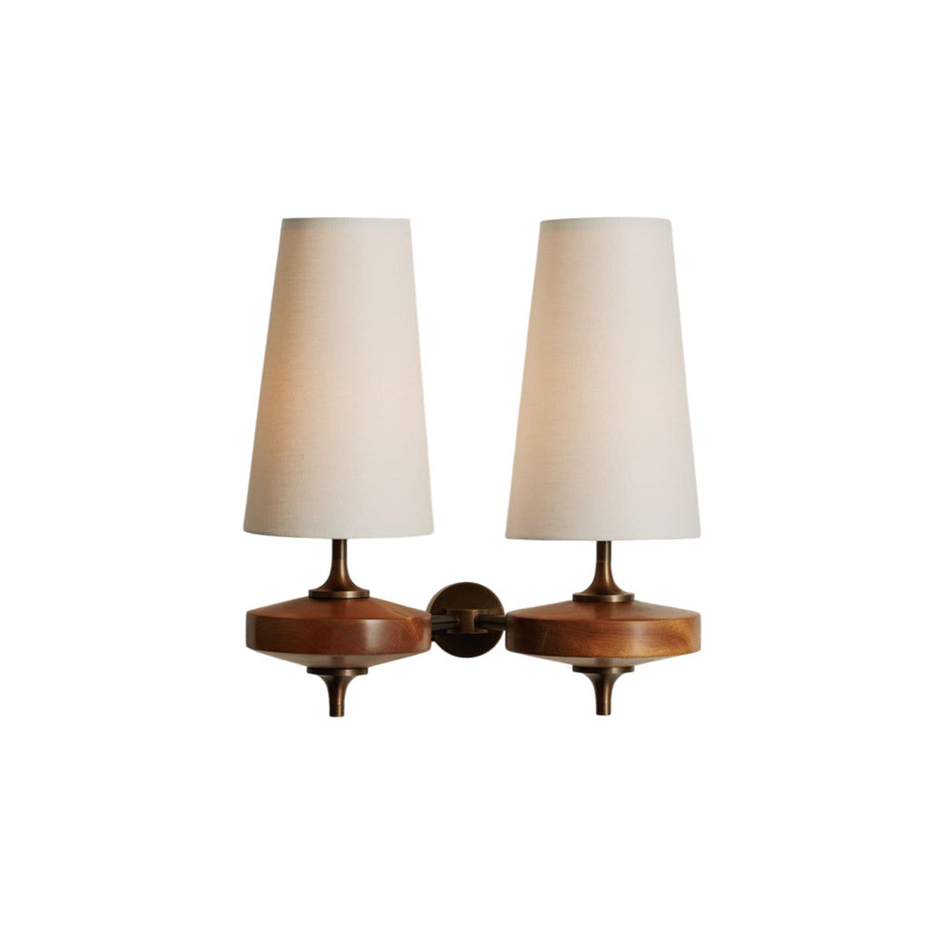 Hour Rho wall lamp fabric shade modern bedroom living room — walnut white green red 1 to 2 heads