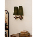 Hour Rho Wall Lamp Fabric Shade Modern Bedroom Living Room — Walnut White Green Red 1 to 2 Heads