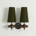 Hour Rho Wall Lamp Fabric Shade Modern Bedroom Living Room — Walnut White Green Red 1 to 2 Heads
