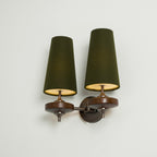 Hour Rho Wall Lamp Fabric Shade Modern Bedroom Living Room — Walnut White Green Red 1 to 2 Heads