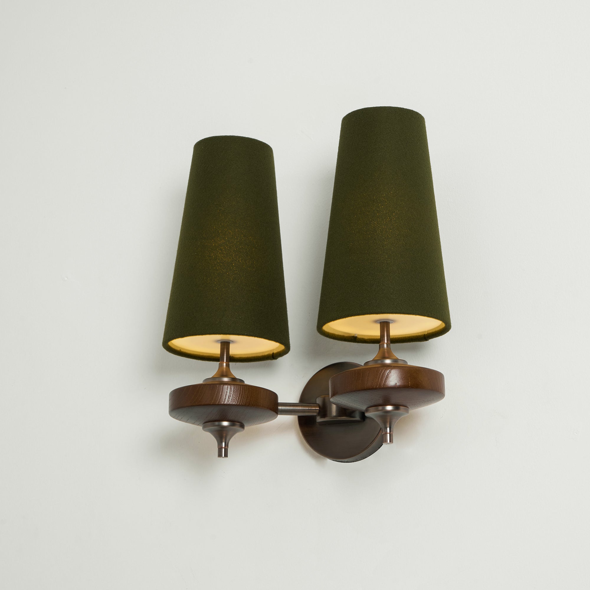Hour Rho Wall Lamp Fabric Shade Modern Bedroom Living Room — Walnut White Green Red 1 to 2 Heads