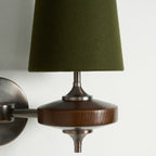 Hour Rho Wall Lamp Fabric Shade Modern Bedroom Living Room — Walnut White Green Red 1 to 2 Heads