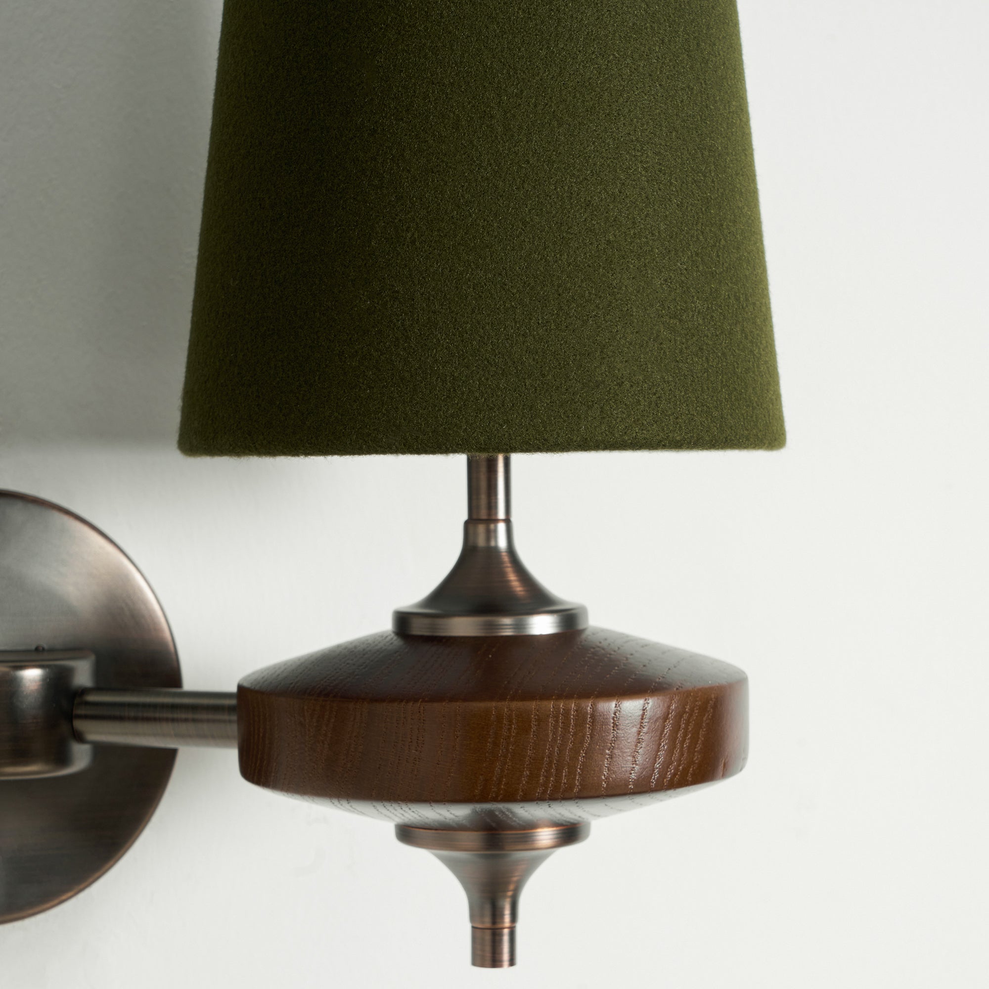 Hour Rho Wall Lamp Fabric Shade Modern Bedroom Living Room — Walnut White Green Red 1 to 2 Heads