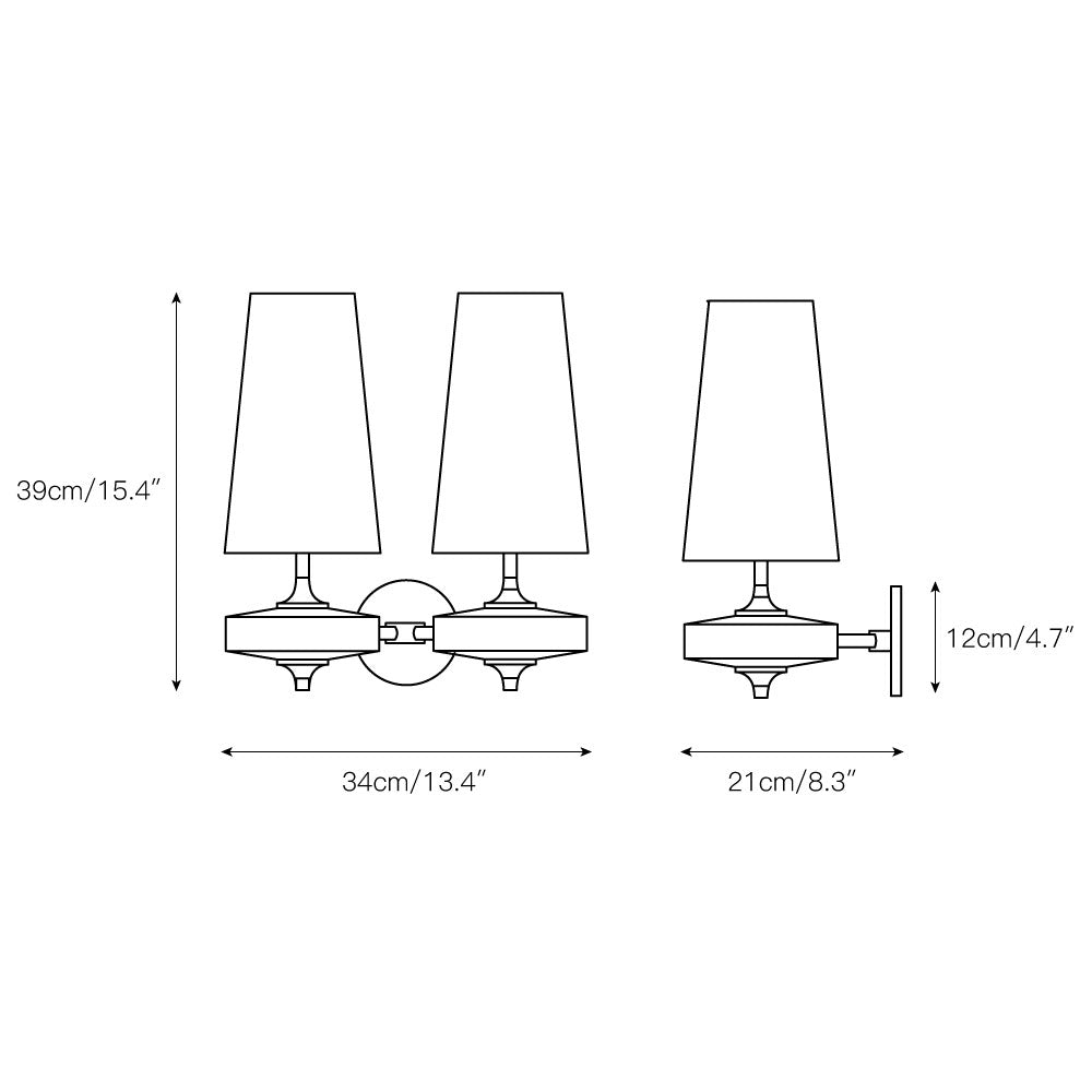 Hour Rho Wall Lamp Fabric Shade Modern Bedroom Living Room — Walnut White Green Red 1 to 2 Heads