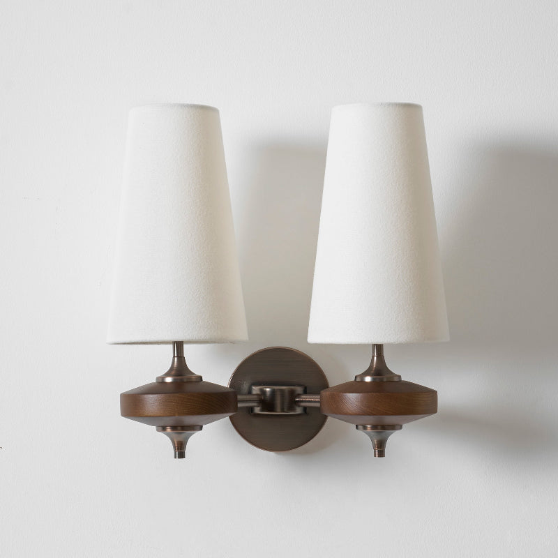 Hour Rho Wall Lamp Fabric Shade Modern Bedroom Living Room — Walnut White Green Red 1 to 2 Heads