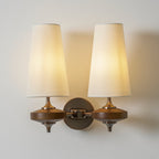 Hour Rho Wall Lamp Fabric Shade Modern Bedroom Living Room — Walnut White Green Red 1 to 2 Heads