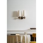 Hour Rho Wall Lamp Fabric Shade Modern Bedroom Living Room — Walnut White Green Red 1 to 2 Heads