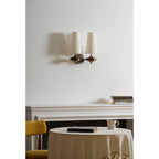 Hour Rho Wall Lamp Fabric Shade Modern Bedroom Living Room — Walnut White Green Red 1 to 2 Heads