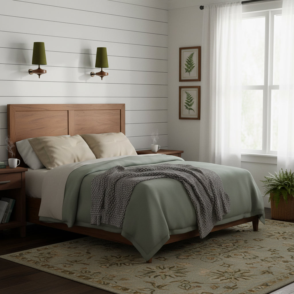Hour Rho Wall Lamp Fabric Shade Modern Bedroom Living Room — Walnut White Green Red 1 to 2 Heads