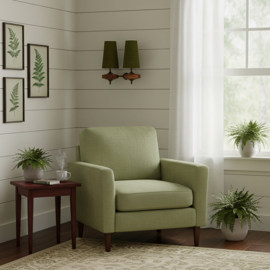 Hour Rho Wall Lamp Fabric Shade Modern Bedroom Living Room — Walnut White Green Red 1 to 2 Heads