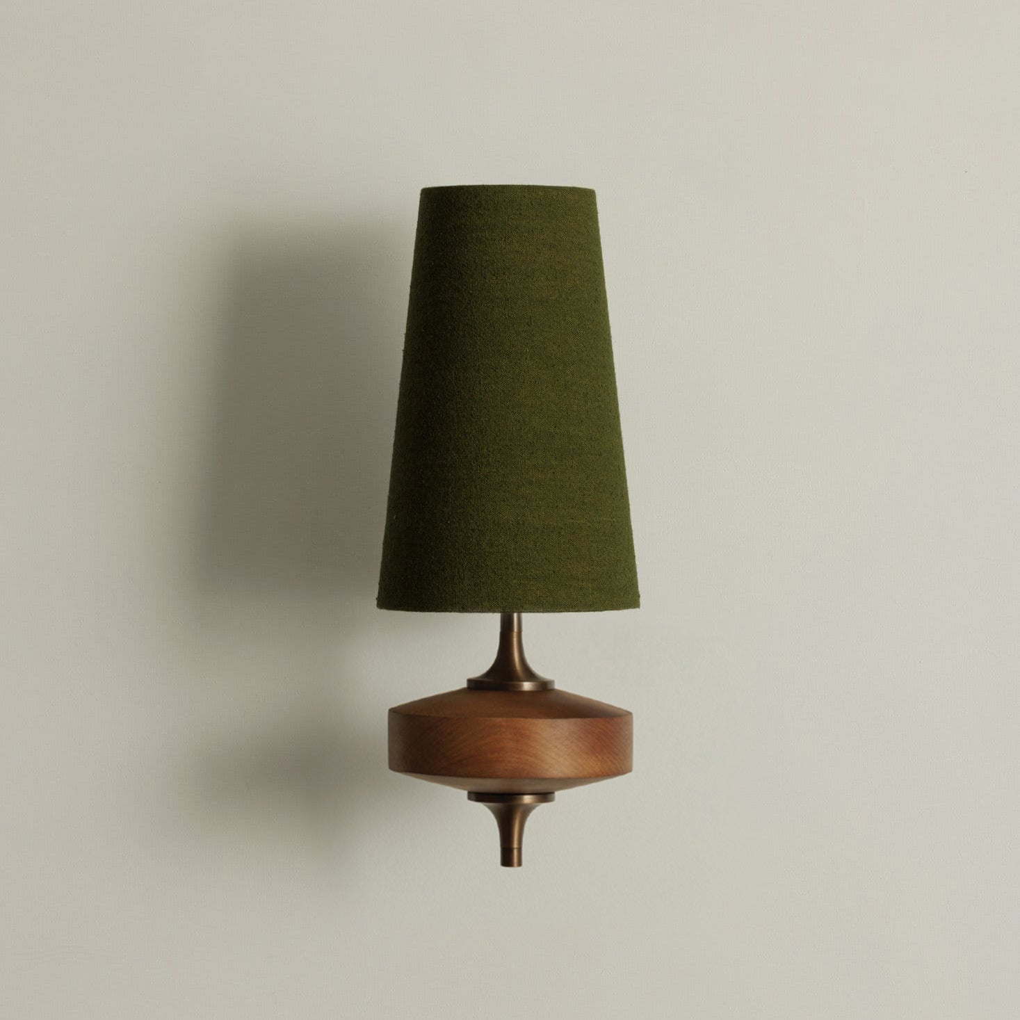 Hour Rho Wall Lamp Fabric Shade Modern Bedroom Living Room — Walnut White Green Red 1 to 2 Heads