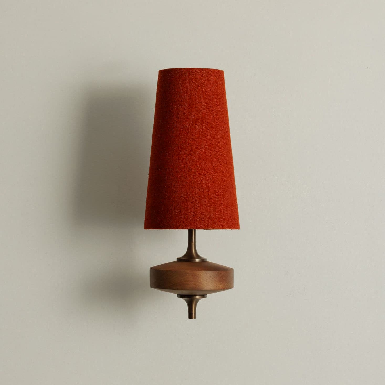 Hour Rho Wall Lamp Fabric Shade Modern Bedroom Living Room — Walnut White Green Red 1 to 2 Heads