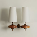 Hour Rho Wall Lamp Fabric Shade Modern Bedroom Living Room — Walnut White Green Red 1 to 2 Heads