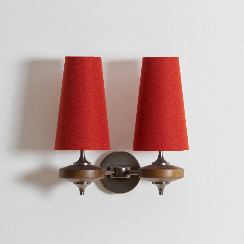 Hour Rho Wall Lamp Fabric Shade Modern Bedroom Living Room — Walnut White Green Red 1 to 2 Heads