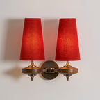 Hour Rho Wall Lamp Fabric Shade Modern Bedroom Living Room — Walnut White Green Red 1 to 2 Heads