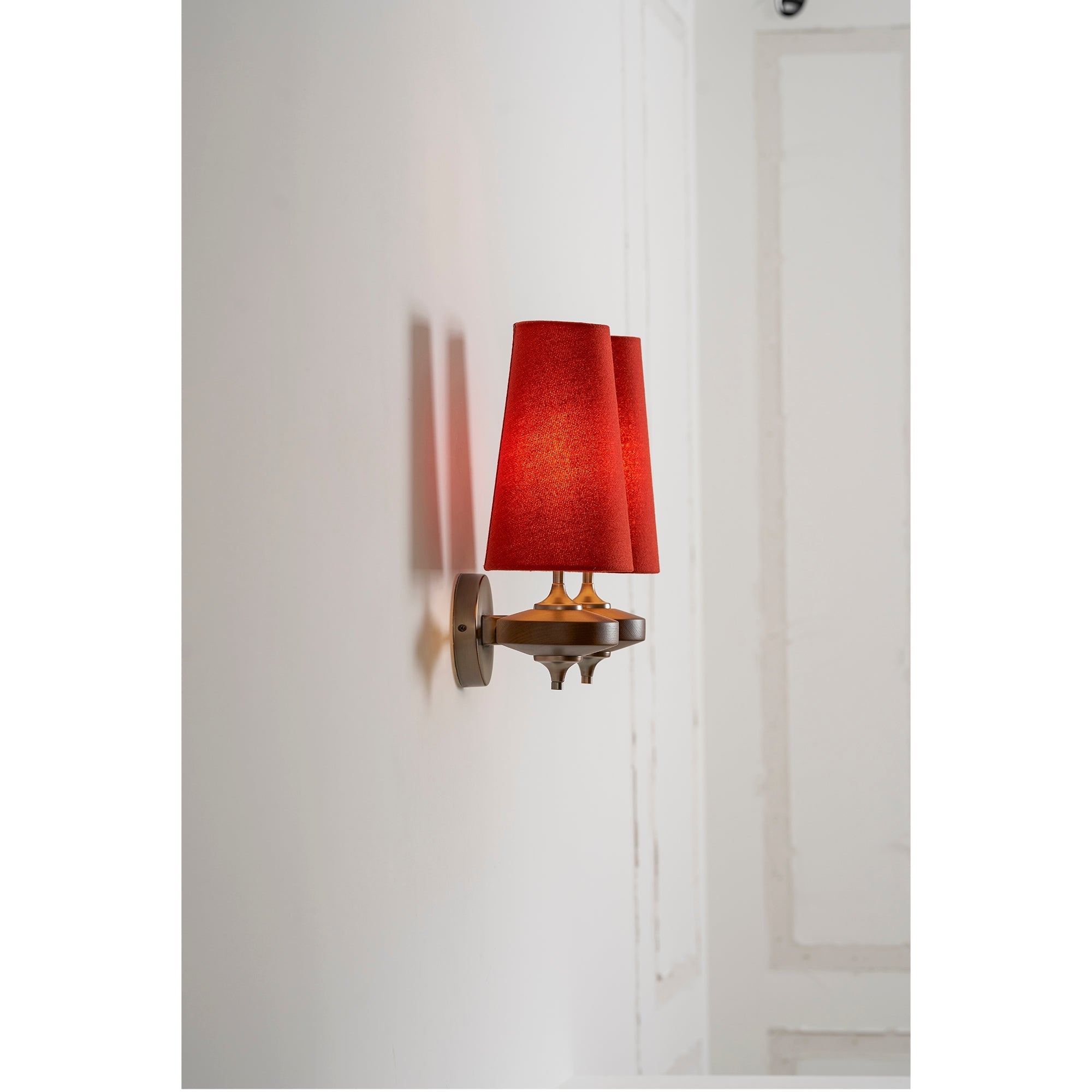 Hour Rho Wall Lamp Fabric Shade Modern Bedroom Living Room — Walnut White Green Red 1 to 2 Heads