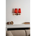 Hour Rho Wall Lamp Fabric Shade Modern Bedroom Living Room — Walnut White Green Red 1 to 2 Heads