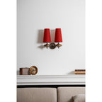Hour Rho Wall Lamp Fabric Shade Modern Bedroom Living Room — Walnut White Green Red 1 to 2 Heads