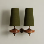 Hour Rho Wall Lamp Fabric Shade Modern Bedroom Living Room — Walnut White Green Red 1 to 2 Heads