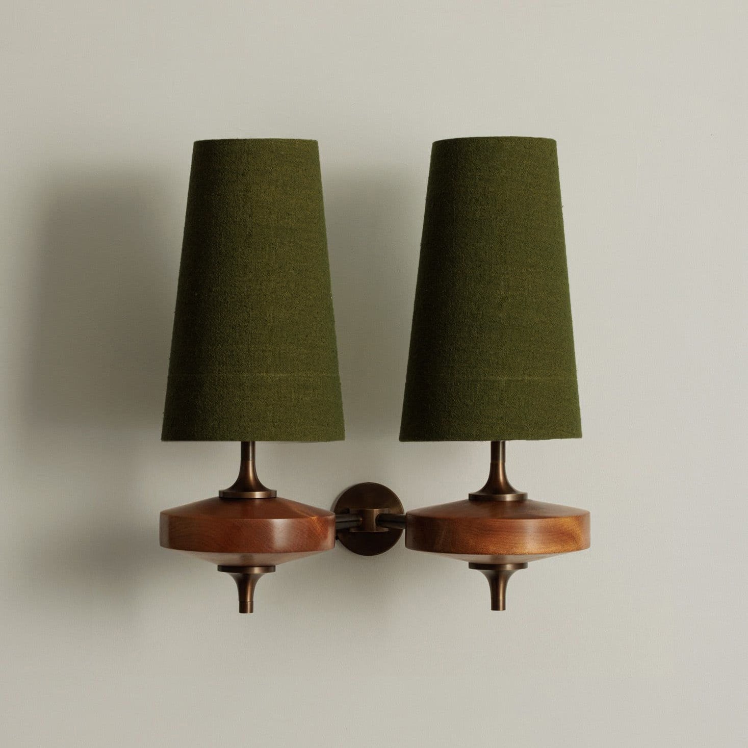 Hour Rho Wall Lamp Fabric Shade Modern Bedroom Living Room — Walnut White Green Red 1 to 2 Heads
