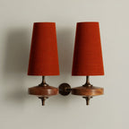 Hour Rho Wall Lamp Fabric Shade Modern Bedroom Living Room — Walnut White Green Red 1 to 2 Heads