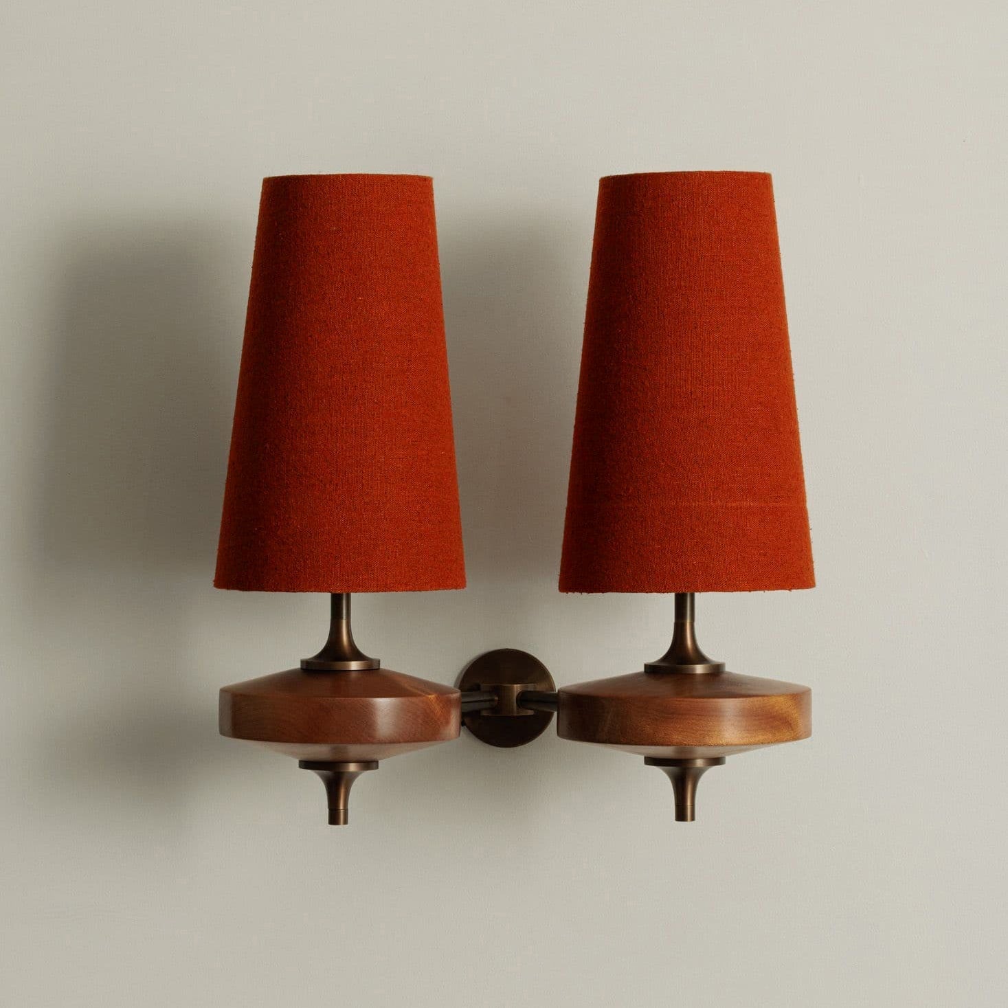 Hour Rho Wall Lamp Fabric Shade Modern Bedroom Living Room — Walnut White Green Red 1 to 2 Heads