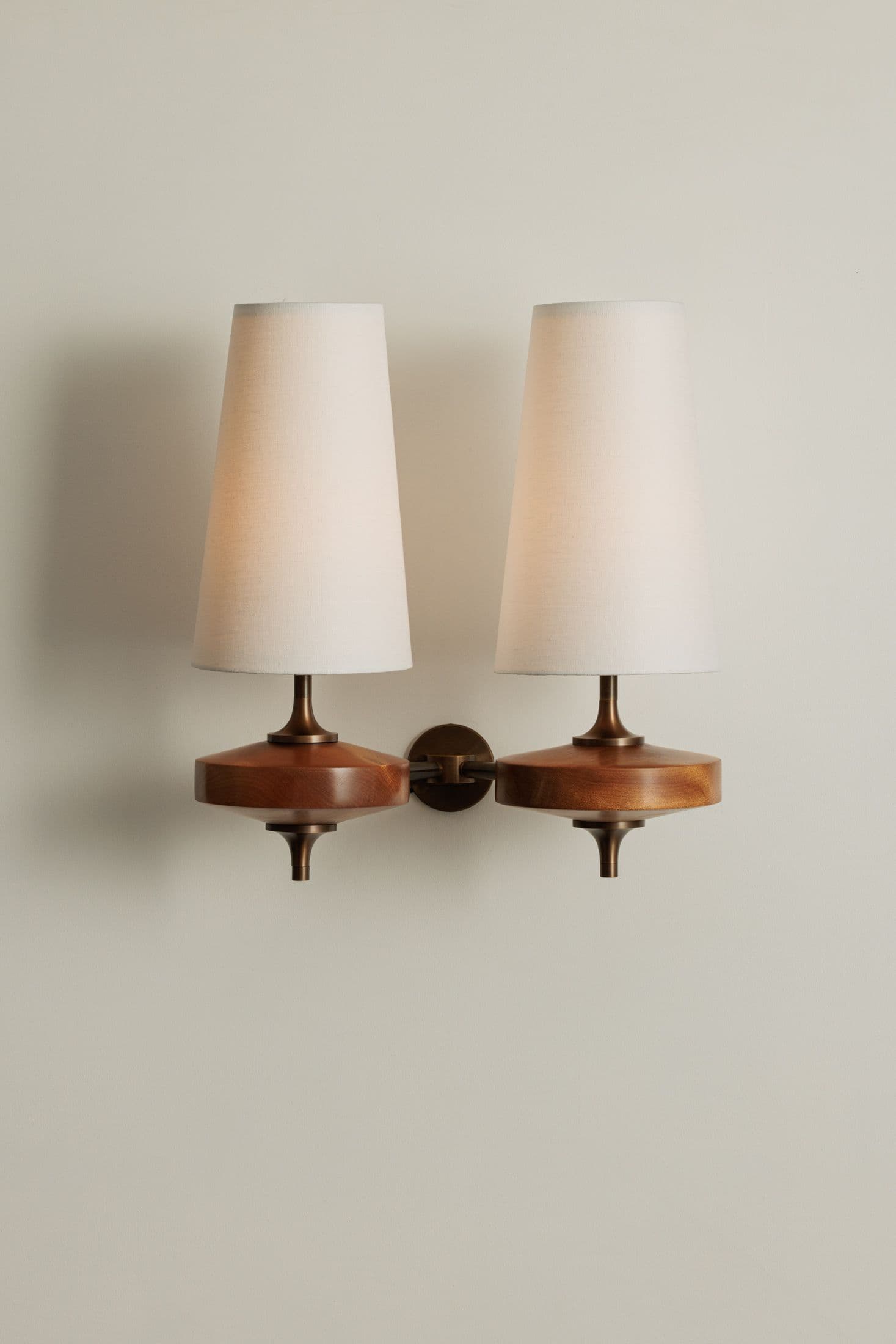 Hour Rho Wall Lamp Fabric Shade Modern Bedroom Living Room — Walnut White Green Red 1 to 2 Heads