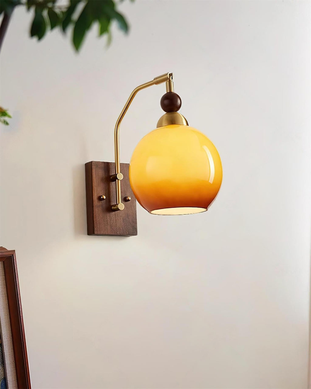 Jovene Elegant Amber Glass Wall Lamp