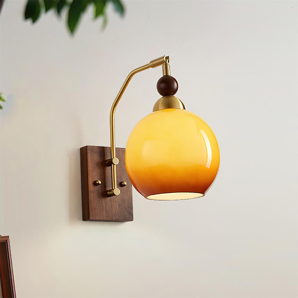 Jovene Elegant Amber Glass Wall Lamp