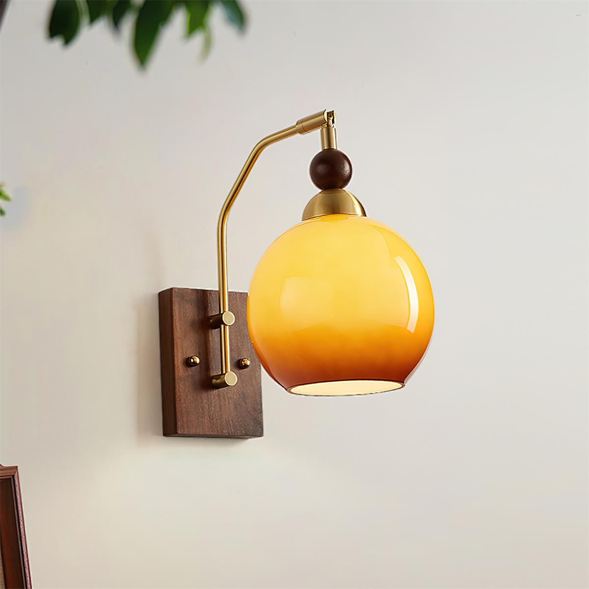 Jovene Elegant Amber Glass Wall Lamp