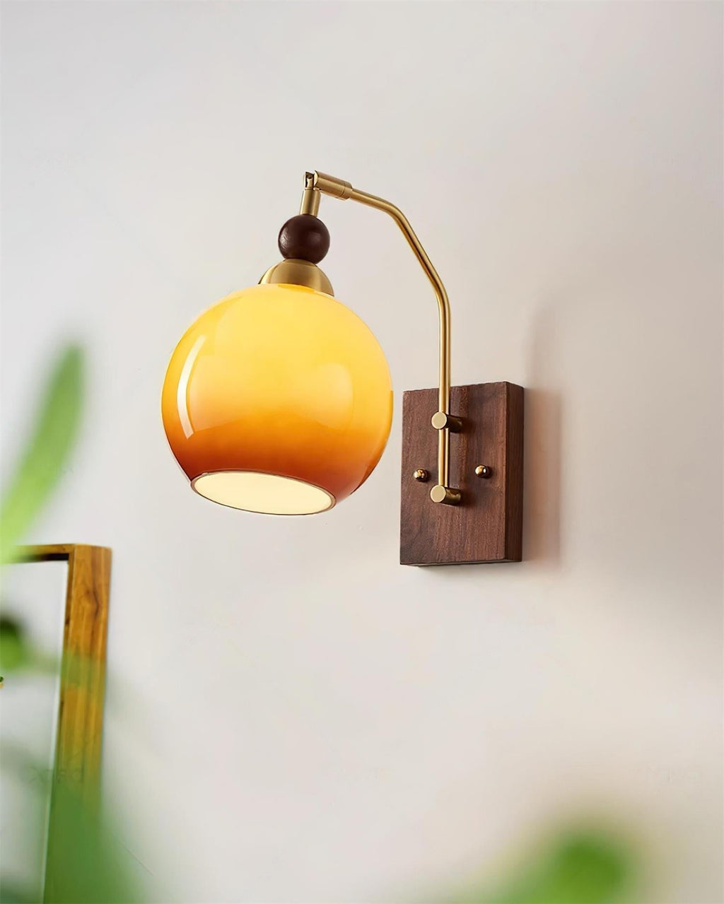 Jovene Elegant Amber Glass Wall Lamp