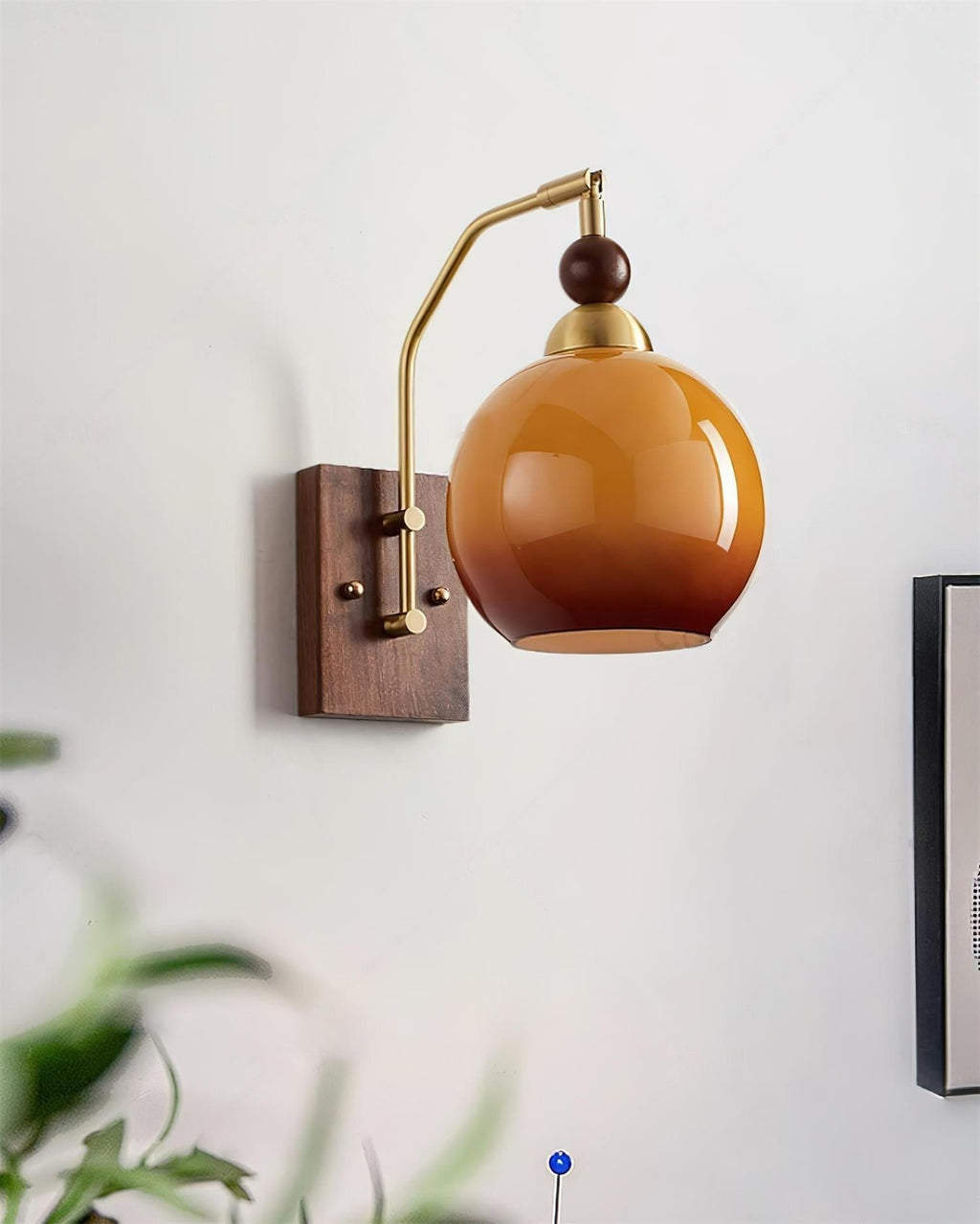 Jovene Elegant Amber Glass Wall Lamp