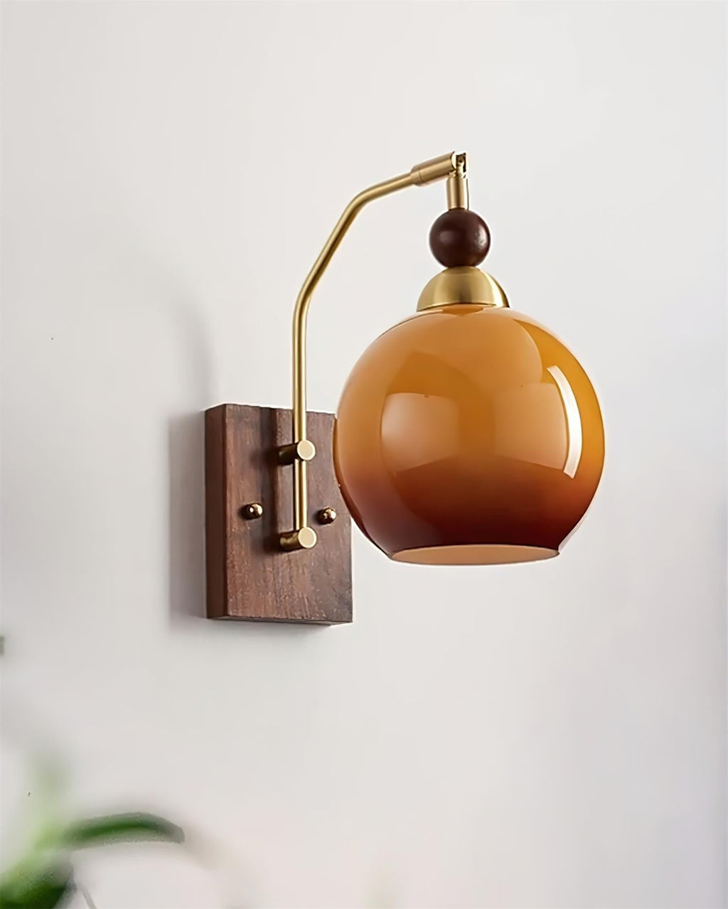 Jovene Elegant Amber Glass Wall Lamp