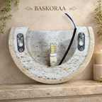 Wabi-Sabi Travertine Stone Wall Lamp Minimalist Modern Sconce Bedroom Living Room