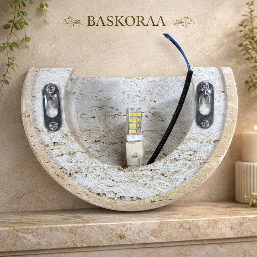 Wabi-Sabi Travertine Stone Wall Lamp Minimalist Modern Sconce Bedroom Living Room