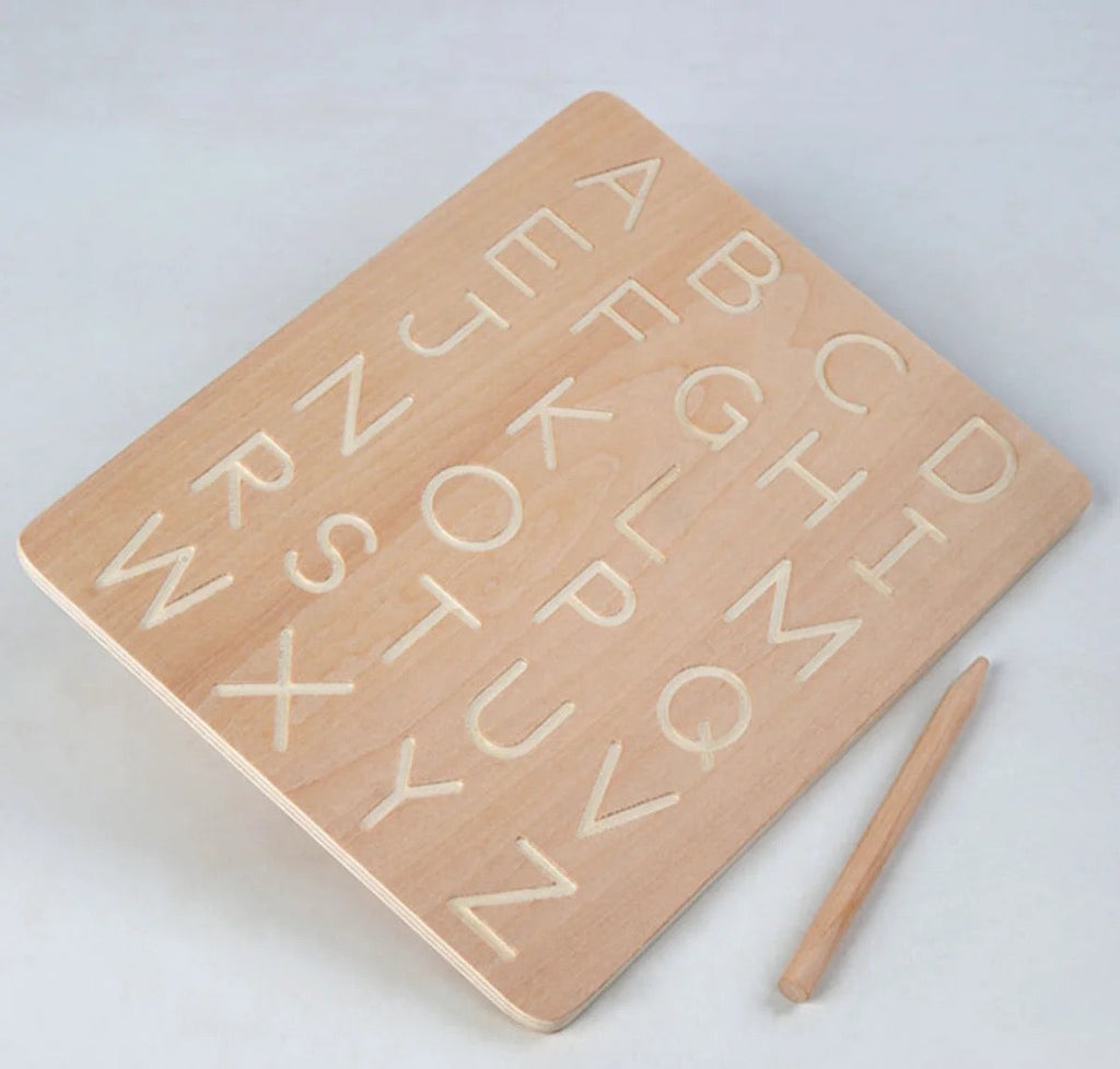 Wooden Alphabet & Number Tracing Board With Wooden Pen