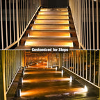 Solar pathway lights warm white IP67 outdoor garden — illuminated at dusk warm glow