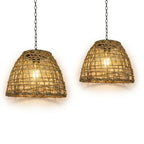 Havana Solar Outdoor Pendant Lantern, Bell Rattan Waterproof, Hanging Patio Light