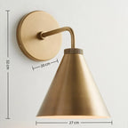 Industrial Metal Tapered LED Wall Sconce Bedroom Living Room Bar — Brass Black Chrome 1 to 2 Head