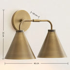 Industrial Metal Tapered LED Wall Sconce Bedroom Living Room Bar — Brass Black Chrome 1 to 2 Head