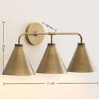Industrial Metal Tapered LED Wall Sconce Bedroom Living Room Bar — Brass Black Chrome 1 to 2 Head