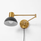 Adjustable Arm Plug-In Wall Lamp Swing Arm Bedroom Living Room Bedside — Gold Black US Plug