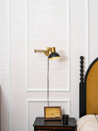 Adjustable Arm Plug-In Wall Lamp Swing Arm Bedroom Living Room Bedside — Gold Black US Plug