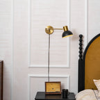 Adjustable Arm Plug-In Wall Lamp Swing Arm Bedroom Living Room Bedside — Gold Black US Plug