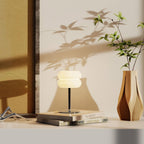 Alabaster Donut Table Lamp Chrome Natural Stone Integrated LED Warm White Bedside — 3.9 x 6.7 Inch