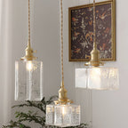 Ovely Vintage Glass Brass Hammered Pendant Light