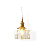 Ovely Vintage Glass Brass Hammered Pendant Light